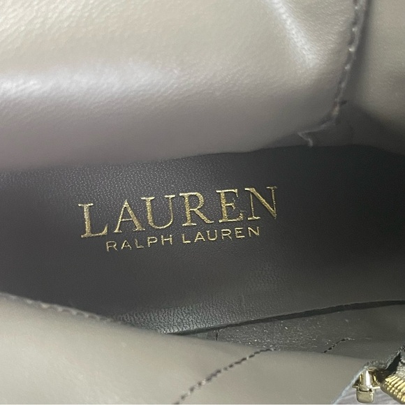 Ralph Lauren Women’s Macie Gray Suede Leather Bootie Boots 8B Buckle Strap Heel - Picture 7 of 10